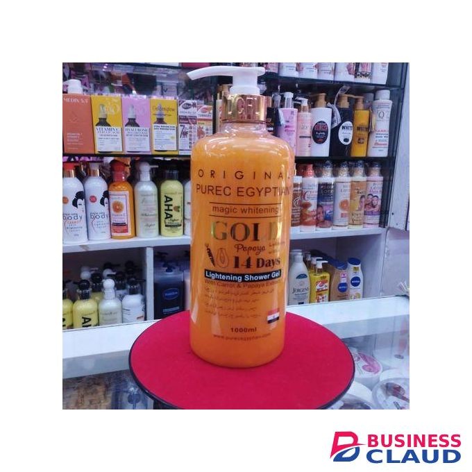 Purec Egyptian Original Gold Magic Whitening With Carrot & Papaya Extract Shower Gel Body Washes -1000ml