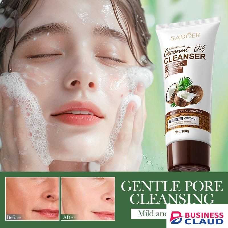 SADOER 100g Coconut Oil Cleansing Foam Cleanser Control Oil Deep Cleansing Pore Refining Acne Reduce Facial Foam Wash