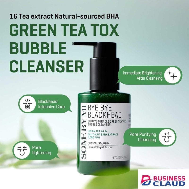 Some By Mi Bye Bye Blackhead 30 Days Miracle Green Tea Tox Bubble Cleanser – 4.23oz, 120g – Korean Face Wash & Bubble Face Mask – Daily Blackhead-Removing Pore Minimizer for Face – Korean Skin Care