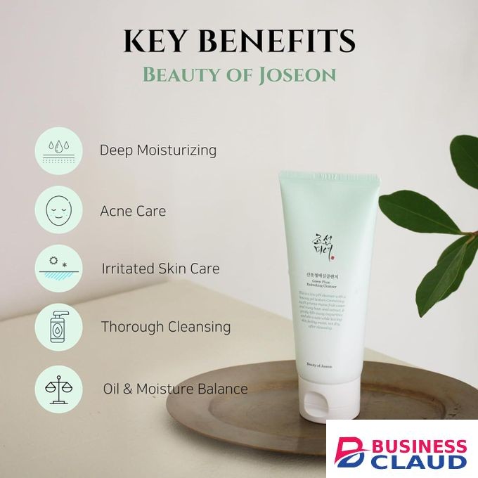 Beauty of Joseon Green Plum Refreshing Cleanser. Cleanses, Removes Impurities, Skin Wastes, Smooths, Moisturizes, Gently Exfoliates & Softens the skin.