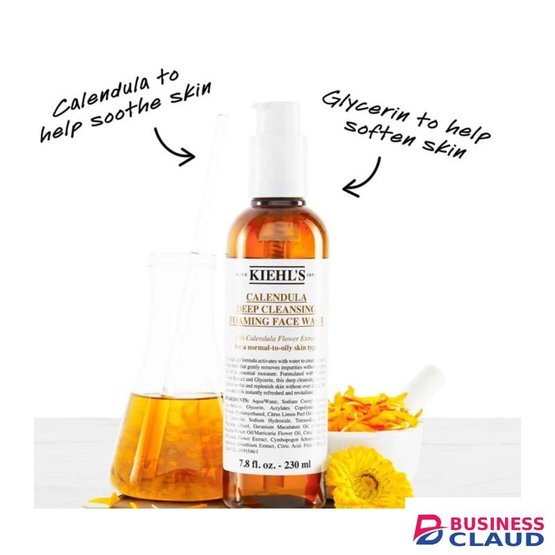 Kiehl's Calendula Deep Cleansing Foaming Face Wash 230ml|| balance normal to oily skin while gently removing impurities without stripping skin of essential moisture