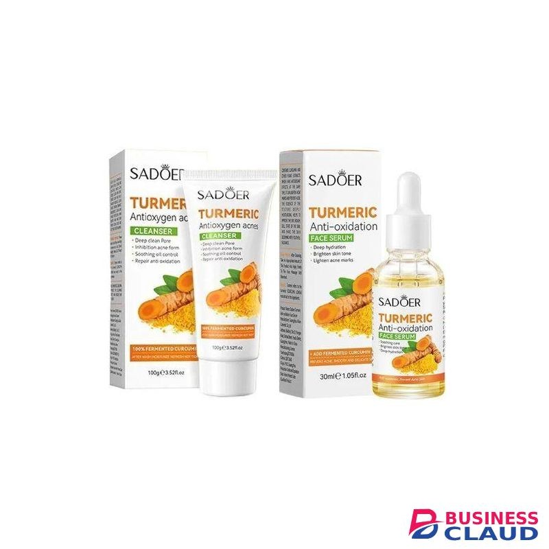 SADOER 2 In 1 Turmeric Serum + Turmeric Facial Cleanser SET