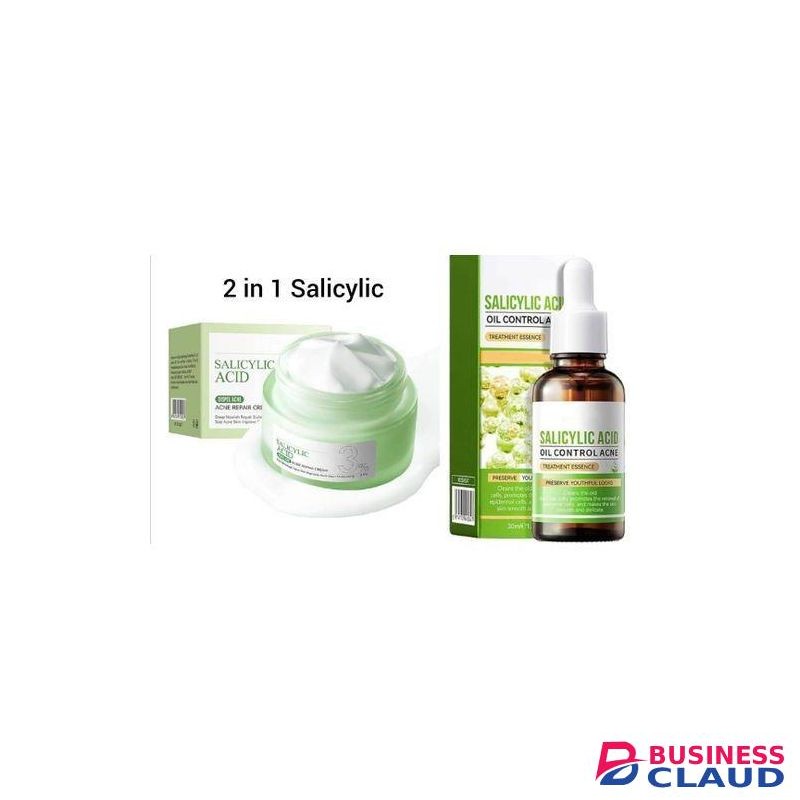 SADOER Salicylic Acid Cream + Serum for Face Shrink Pores, Gentle Exfoliating, Salicylic Acid for Anti Acne, Pimple, Spot, Blackhead Salicylic Acid Acne Treatment Essence