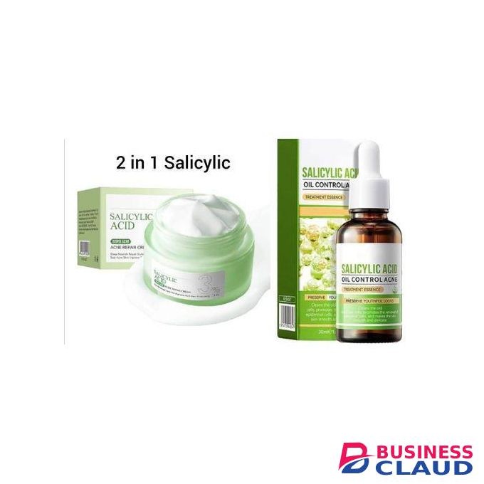 SADOER Salicylic Acid Cream + Serum for Face Shrink Pores, Gentle Exfoliating, Salicylic Acid for Anti Acne, Pimple, Spot, Blackhead Salicylic Acid Acne Treatment Essence