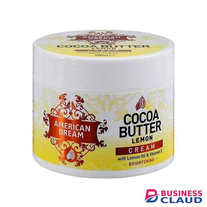 American Dream 500Ml Cocoa Butter Lemon Body Brightening Cream with Lemon oil and Vitamin E