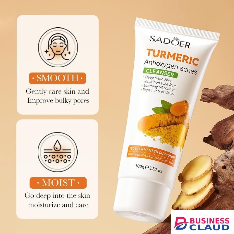 SADOER Turmeric Cleanser Face Wash Antioxygen Anti-acne Oil Control Cleansing Foam