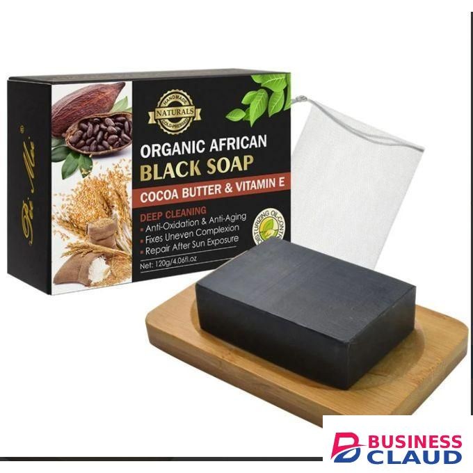 Organic African Black Soap With Cocoa Butter & Vitamin E