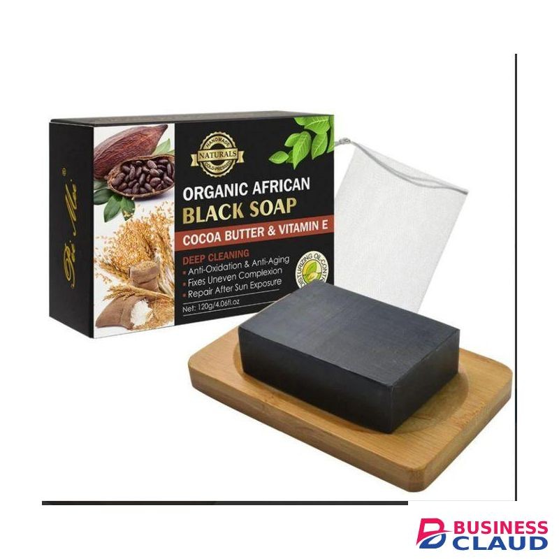 Organic African Black Soap With Cocoa Butter & Vitamin E