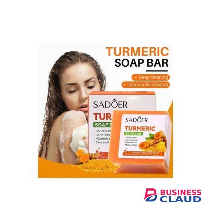SADOER Turmeric Soap For Acne Removal, Shrink Pores, Cleanse Skin, Moisturize ,Hydrate Natural Tumeric Soap.