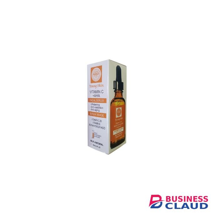 QBD Young Skin Vitamin C + AHA Facial Serum. This serum combines the power of Vitamin C and AHA to reveal a brighter, smoother, and more youthful complexion