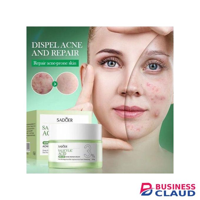 SADOER Salicylic Acid Repair Cream,Salicylic Acid Face Moisturizer,Pore Shrinkage Acne Skin Improves Acine Scars Motsturizing,Suitable for Oily, Acne Prone Skin