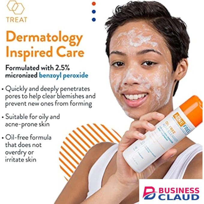Acne Free Oil-Free Acne Cleanser,Benzoyl Peroxide 2.5% Acne Face Wash With Glycolic Acid to Prevent and Treat Breakouts,8 Ounce