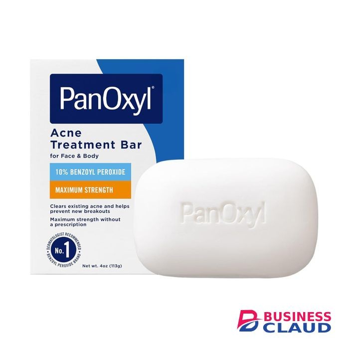 PanOxyl Acne Treatment Bar with 10% Benzoyl Peroxide, Maximum Strength Acne Bar for Face, Chest, and Back, Soap-Free Body Wash, Treats Acne Pimples, Whiteheads, Blackheads, pH Balanced, Vegan