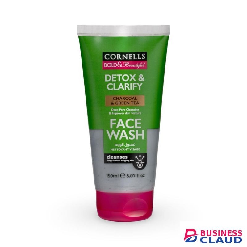CORNELLS Charcoal & Green Tea Face Wash 150ml, Detox, Clarify & Refresh Skin