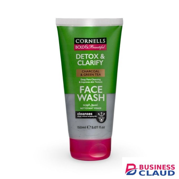CORNELLS Charcoal & Green Tea Face Wash 150ml, Detox, Clarify & Refresh Skin