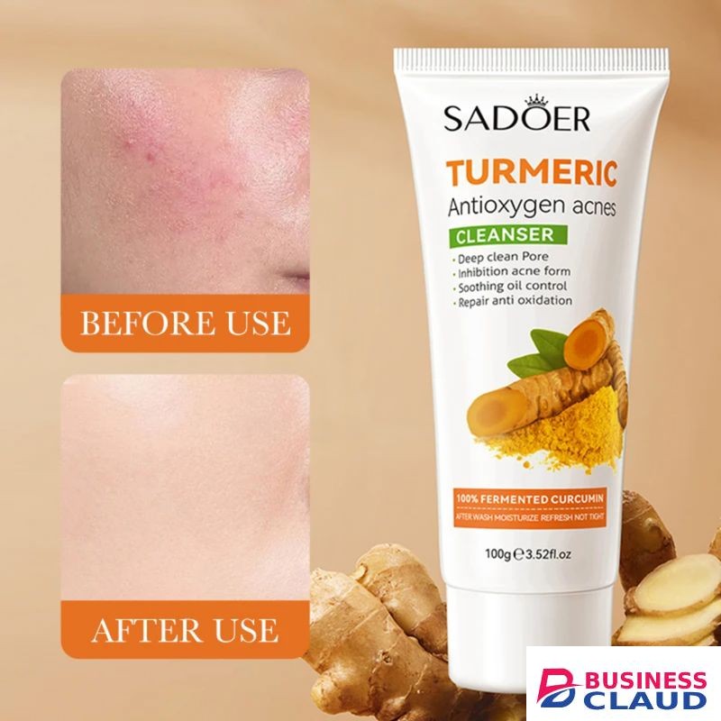 SADOER Turmeric Face Wash Deep Cleansing Remove Blackhead Acne Shrink Pores Facial Cleanser Oil Control Whitening Cleanser