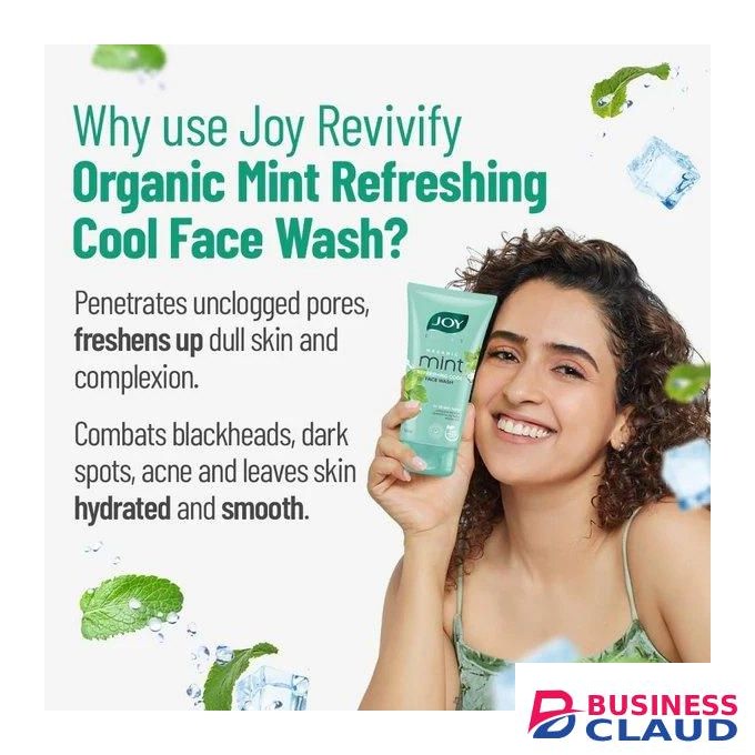 JOY REVIVIFY Organic Mint Refreshing Cool Face Wash. Cleanses, Unclogs pores, Make Complexion Clear, Removes Blackheads, Dark Spots, Acne, Dull Skin, Smooths, Brightens, Protects and Hydrates.