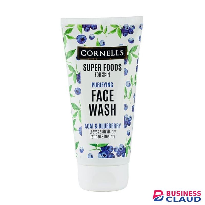 CORNELLS Acai & Blueberry Face Wash 150ml, Refreshing Natural Skin Cleanser