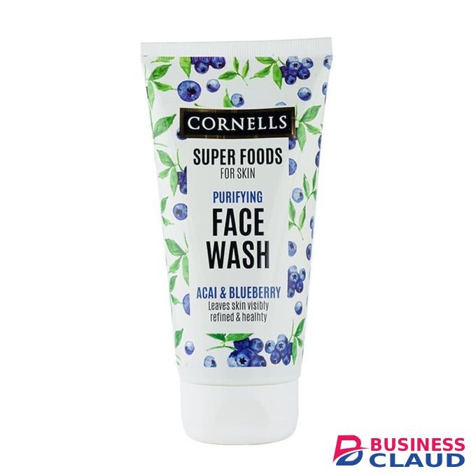 CORNELLS Acai & Blueberry Face Wash 150ml, Refreshing Natural Skin Cleanser
