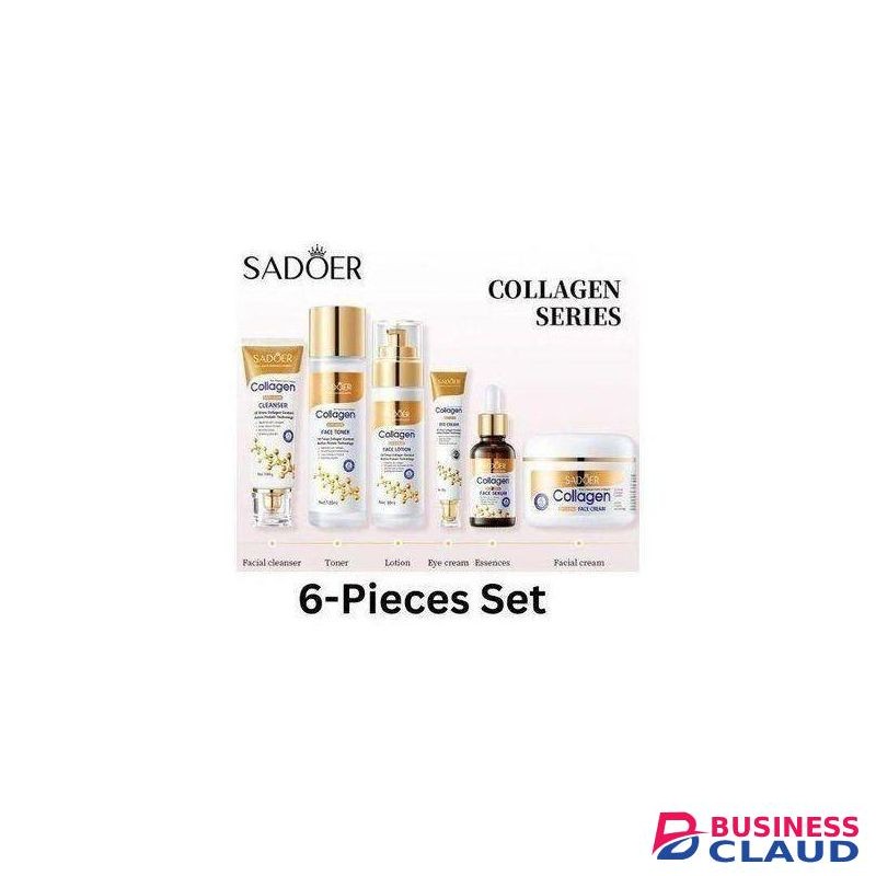 SADOER SADOE R Collagen Skincare Set (6 Pieces Complete Set): Body Lotions + Face Serum + Cleanser + Toner + Cream + Hand Cream Sets