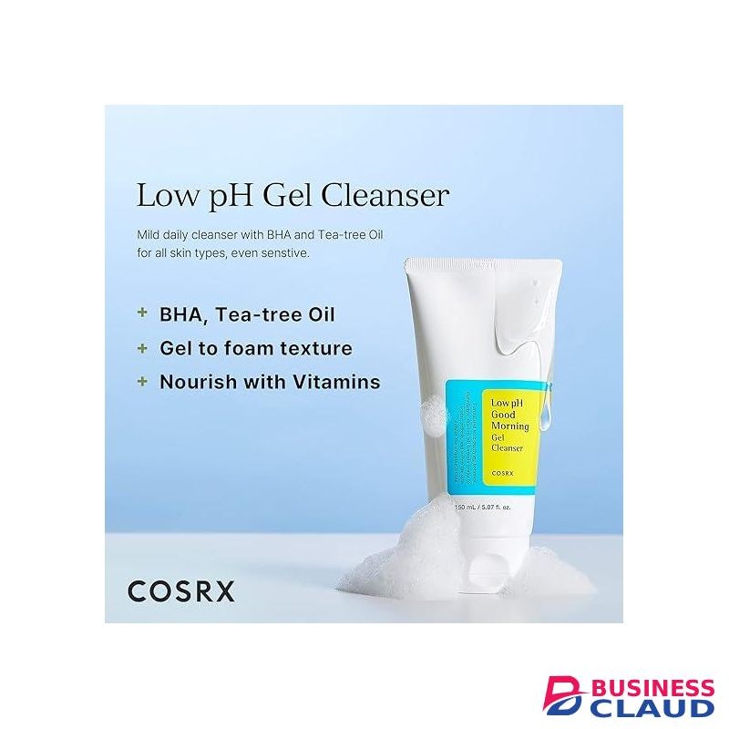 Cosrx Low pH Good Morning Gel Cleanser, Daily Mild Face Cleanser for Sensitive Skin with BHA & Tea-Tree Oil, PH Balancing, Korean Skincare