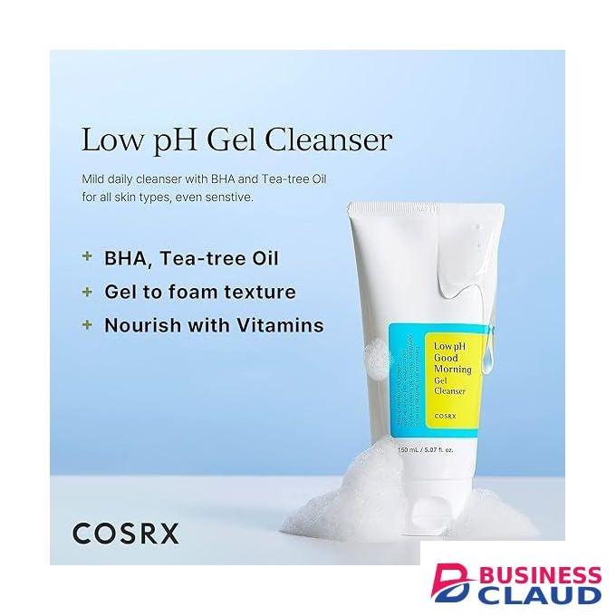 Cosrx Low pH Good Morning Gel Cleanser, Daily Mild Face Cleanser for Sensitive Skin with BHA & Tea-Tree Oil, PH Balancing, Korean Skincare