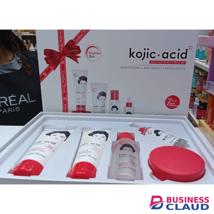 5 in 1 kojic Acid Beauty skin care set with sunscreen cream, essence toner,Anti-wrinkle face serum, facial wash and body cream