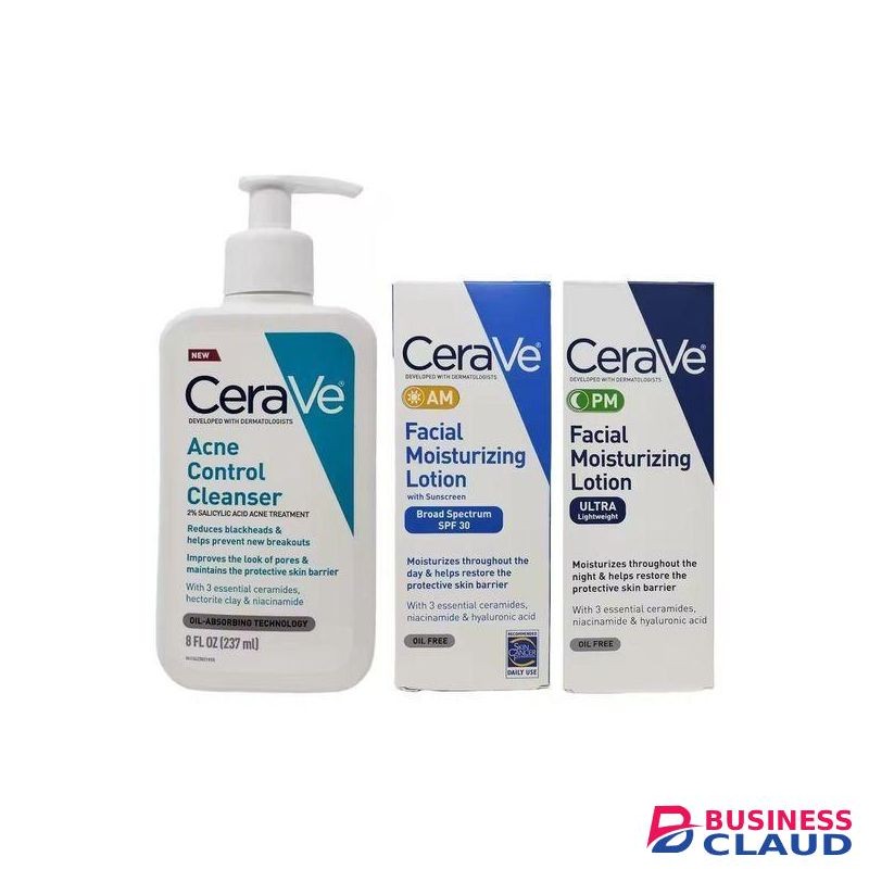 Acne Control Cleanser + AM SPF 30 Day Moisturizer 89ml + PM Night Moisturizer 89ml – Complete Daily Skincare Set for Acne-Prone, Oily & Sensitive Skin – Clears Breakouts, Hydrates & Restores Skin Barrier