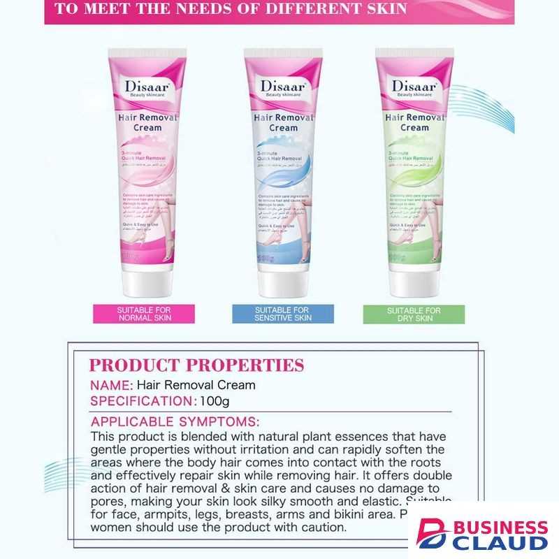Disaar 3 Minutes Quick Hair Removal Smooth Dry Sensitive Skin Face Armpits Legs Breasts Arms Bikini Area 100g/3.5oz (SENSITIVE SKIN)