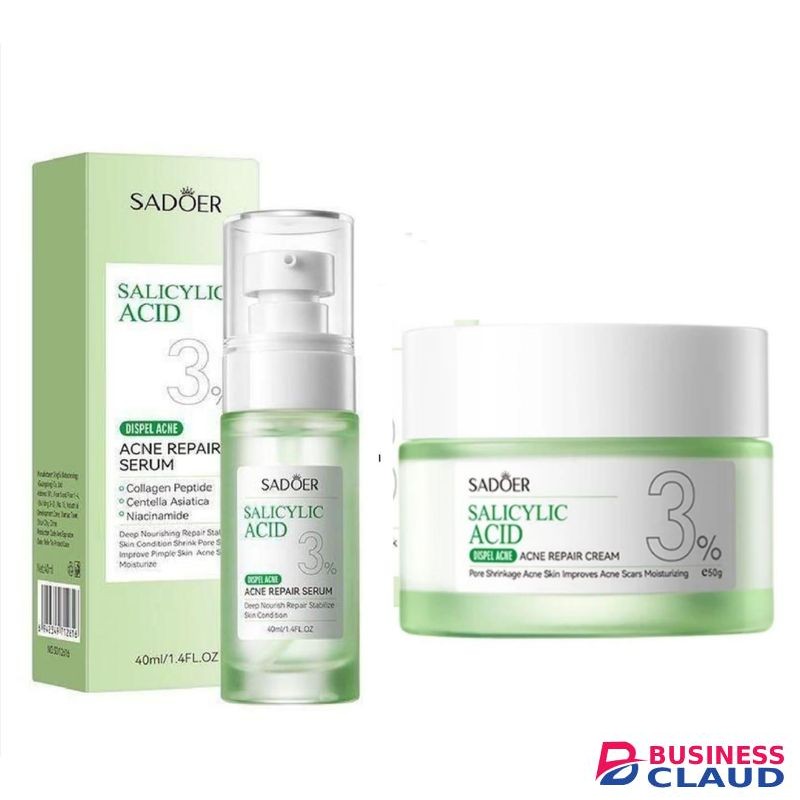 SADOER 2 in 1 Set, Acne Repair Cream + Serum with 3% Contains Centella Asiatica, Niacinamide and Collagen Pimples Remover,Skin Barrier Repair for Acne Prone Sensitive Skin Care,Pimple Repair Clogged Pores, Oily Skin, and Acne-Prone Skin Dispel Acne