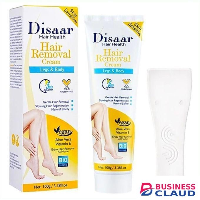 Disaar Hair Removal Cream Legs Body 5 Min Fast-Action Armpits Breasts Arms Bikini Area Vegan All Type Of Skin 100g / 3.38fl.oz (Aloe Vera Vitamin E - Sensitive Skin)