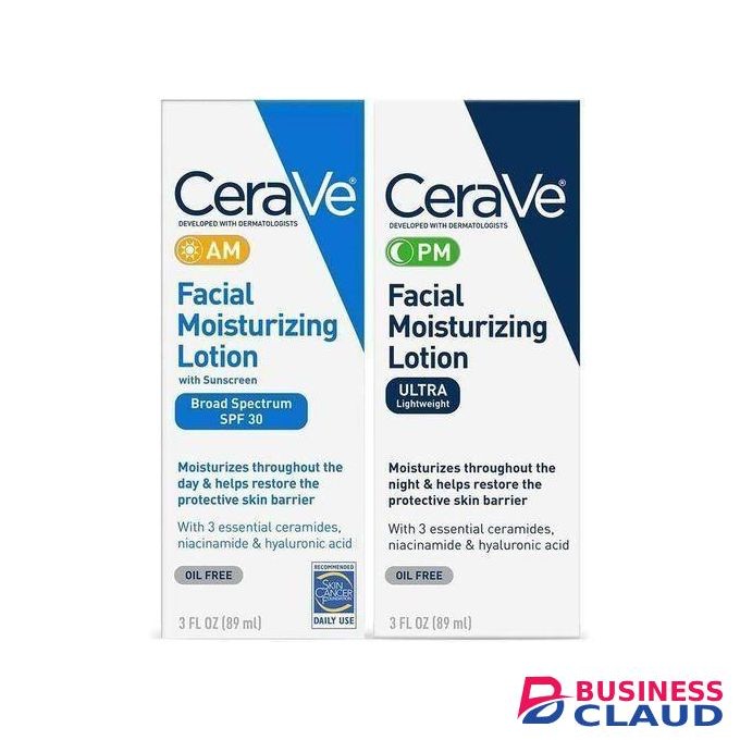 Ceraavee. AM Facial Moisturizing Lotion- Lightweight and Repair Sensitive Skin (52ml)& PM Facial Moisturizing Lotion Set Oil-Free Day & Night Hydration with Ceramides,