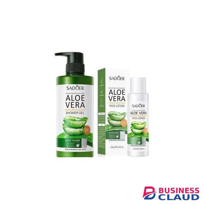 SADOER 2 In 1 Aloe Vera Face Lotions + Shower Gels Anti-age Moisturize Oil Skin Anti-inflammatory & Sooth Sunburn