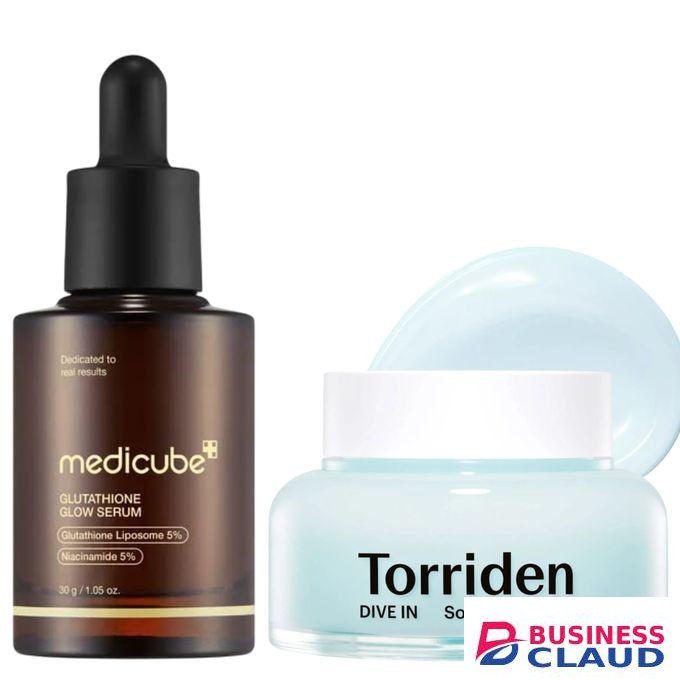 Torriden Dive-In Low Molecular Hyaluronic Acid Soothing Cream + Medicube Glutathione Glow Serum with Niacinamide. Moisturizes, Calms & Soothes Acne, Redness, Irritation, Brightens, Removes Dark Spots, Pigmentations, Wrinkles, Smooths, Clarifies, Firms & E