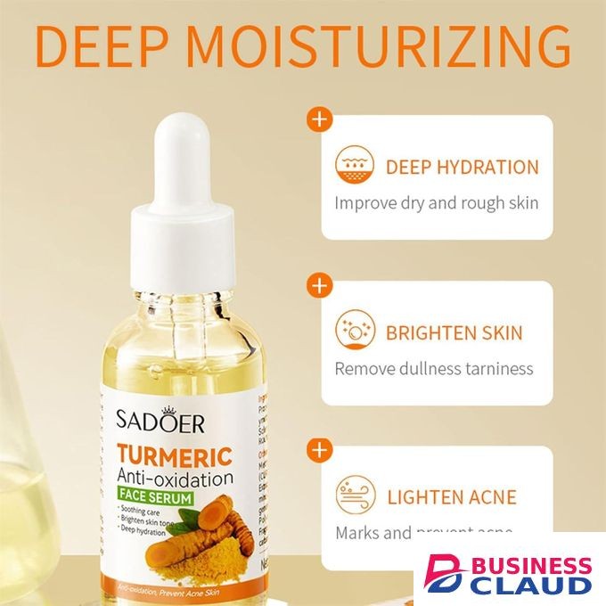 SADOER Turmeric Anti-Oxidation Face Serum Set + Tumeric Cleanser Help Improve The Complexion And Moisturize The Skin, Minimizing The Appearance Of Fine Lines And Deep Wrinkles And Fading Dark Spots