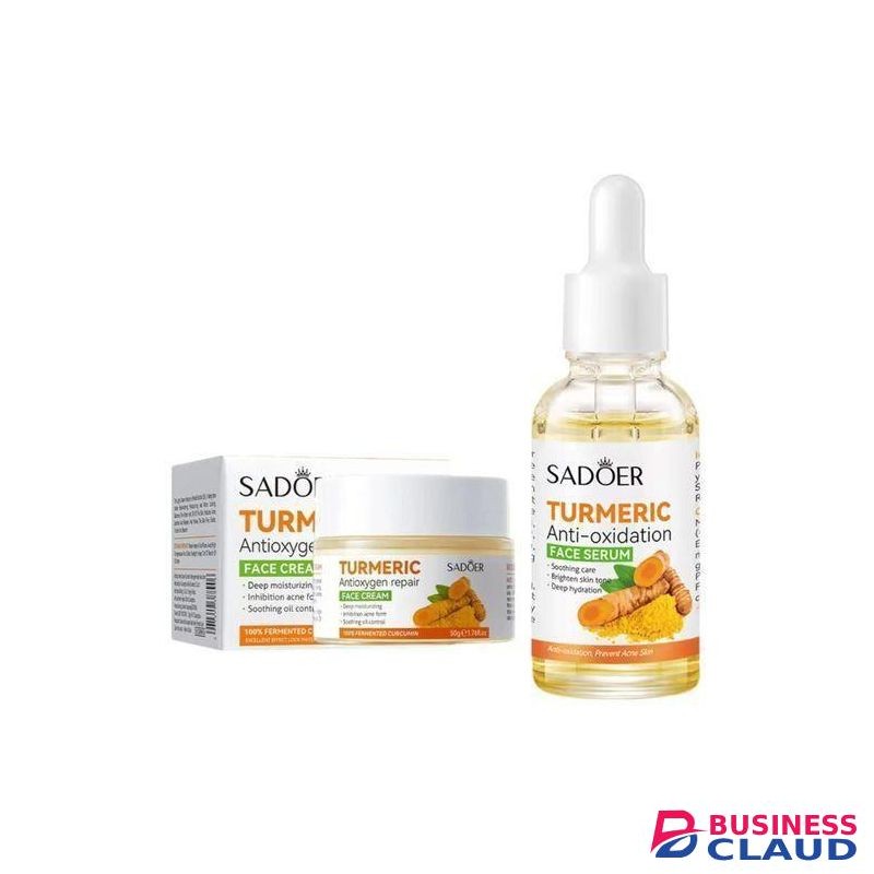 SADOER 2-in-1 Set Turmeric Cream + Tumeric Serum - Deep Hydration, Inhibits Acne Formation