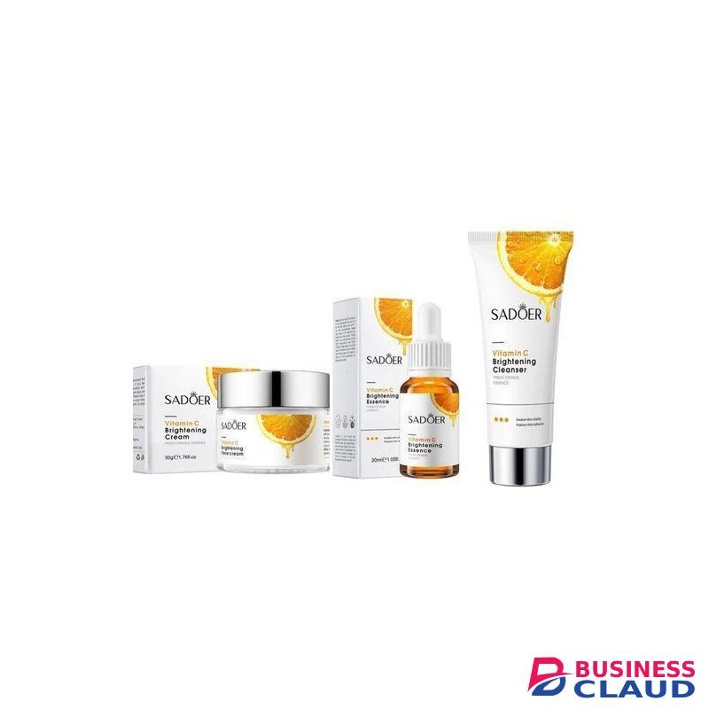 SADOER Skin Care Set, Vitamin C Cream + Foaming Face Cleanser, Face Wash Cleanser + Face Brightening Vitamin C Essence