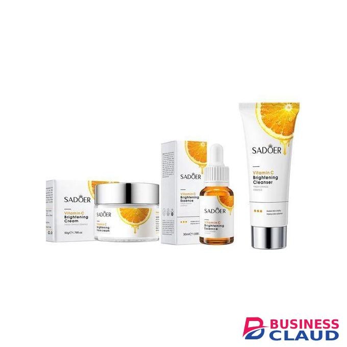 SADOER Skin Care Set, Vitamin C Cream + Foaming Face Cleanser, Face Wash Cleanser + Face Brightening Vitamin C Essence