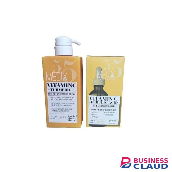 Medix 5.5 VITAMIN C & TURMERIC Cream LOTION + VITAMIN C, GLYCOLIC ACID & FERULIC Acid Facial SERUM