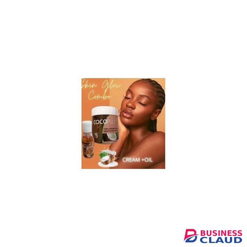 Cocopulp Moisturizing, Lightening& Brightening COMBO With Coconut Oil- Cream and Oil