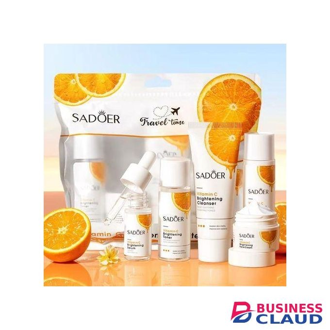 5 Pieces Hot Sale Brightening Vitamin C Skin Care Set With Face Wash Spray Toner Lotion Serum Essence Face/eye Cream Facial M
