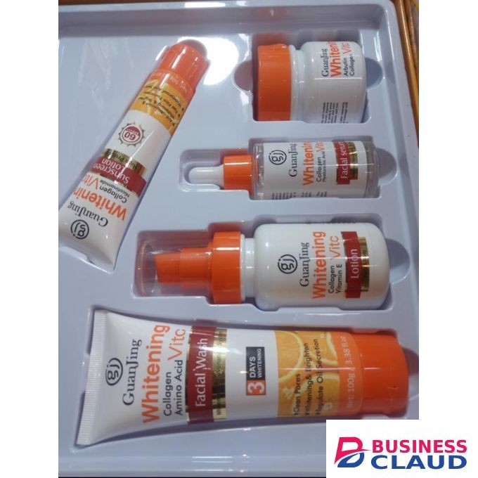 Guanjing 5pack set Whitening Vitc Collagen & Nicotamide Skin Care Series For Whitening ,Anti-aging & Repair Damaged Skin