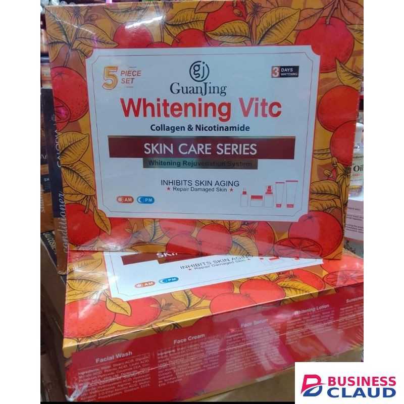 Guanjing 5pack set Whitening Vitc Collagen & Nicotamide Skin Care Series For Whitening ,Anti-aging & Repair Damaged Skin