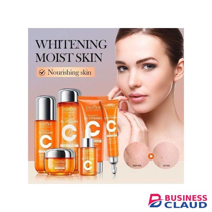 SADOER Vitamin C whitening skin care set face lotion, face toner, face cream, face cleanser , eye serum and face serum