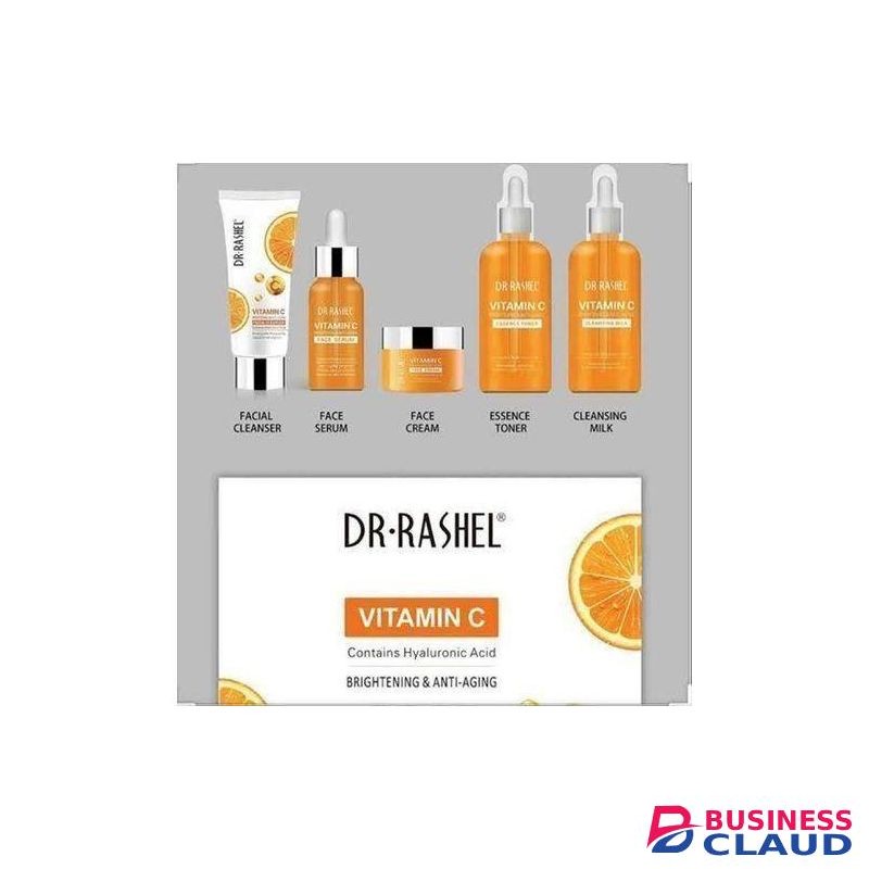 DR RASHEL 5-in-1 Vitamin C Skincare Set – Serum, Cream, Toner, Milk Cleanser & Face Wash