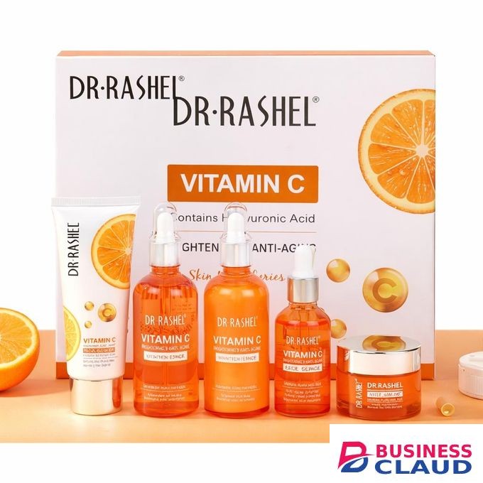 DR RASHEL Vitamin c anti aging & brightening 5 in 1 set( cleanser,cleansing cream ,serum,face cream ,toner)