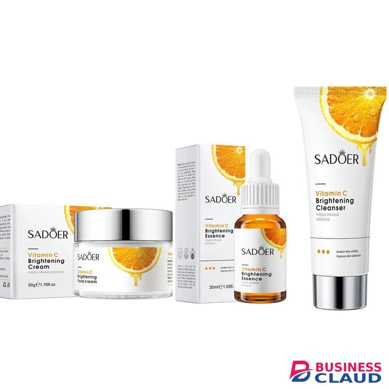 SADOER Skin Care Set, Vitamin C Cream + Foaming Face Cleanser, Face Wash Cleanser + Vitamin C Essence