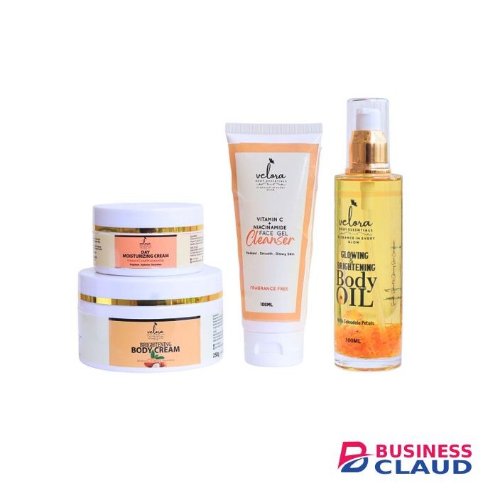 VELORA Full Glow Care Combo - Body Oil + Face Cleanser + Body Cream + Face
