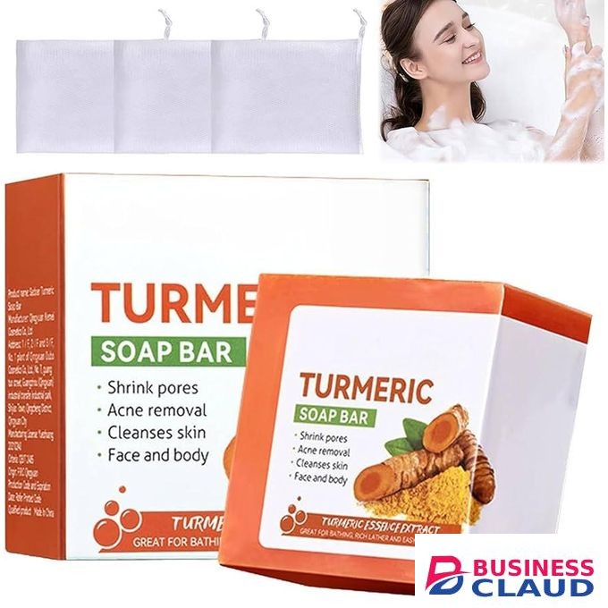 SADOER Super Glowing Set Kit Tumeric Soap,Vitamin C Brightening Serum and Moisturizing Tumeric Antioxygen Repair Cream