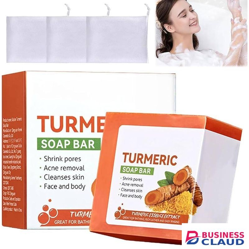 SADOER Super Glowing Set Kit Tumeric Soap,Vitamin C Brightening Serum and Moisturizing Tumeric Antioxygen Repair Cream